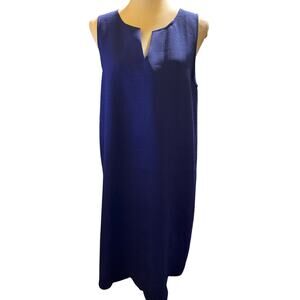 Everly Anthropologie Navy Shift Dress With Scalloped Hem, Size Medium